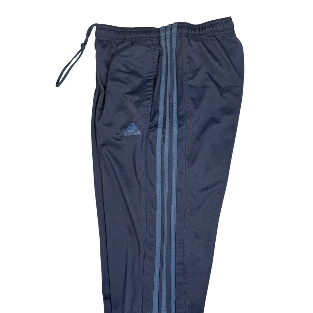 Adidas Track Pants Mens Medium Navy Blue Primegreen 3-Stripe Ankle Zip Joggers - Picture 10 of 12